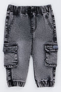 Charcoal Cargo Denim Jogger Pants
