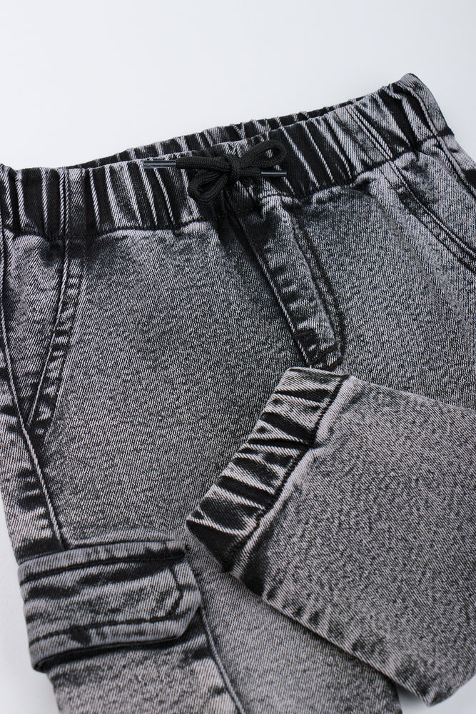 Charcoal Cargo Denim Jogger Pants (1)