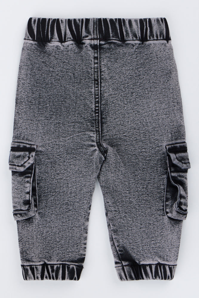 Charcoal Cargo Denim Jogger Pants (2)