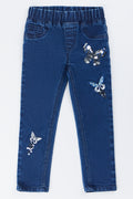 Sequin Butterfly Blue Jegging Pants