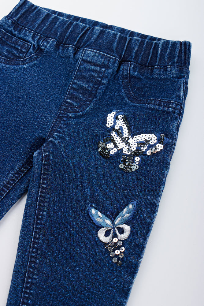 Sequin Butterfly Blue Jegging Pants (1)