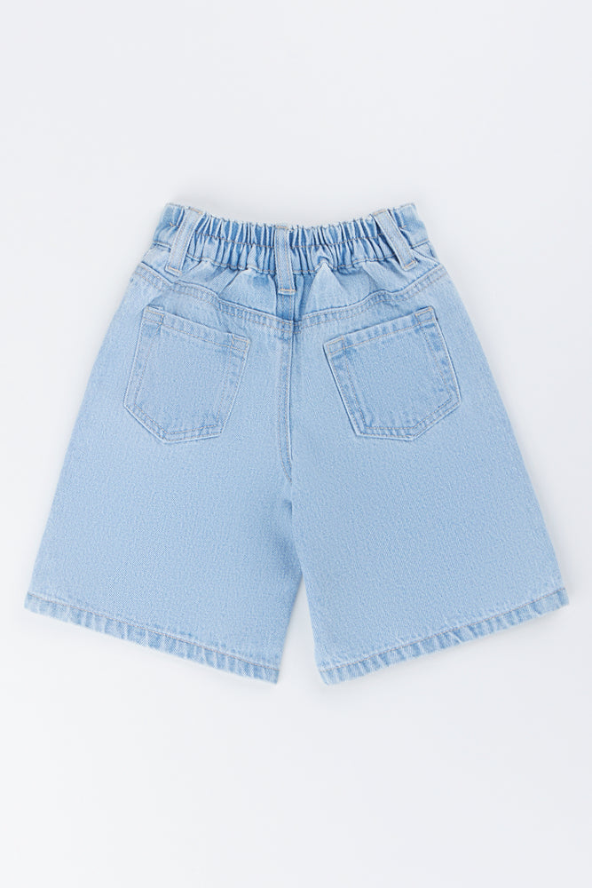 Blue Denim Cherry Embroidered Jorts (2)