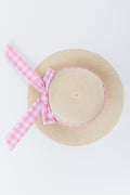 Natural Straw Hat With Gingham