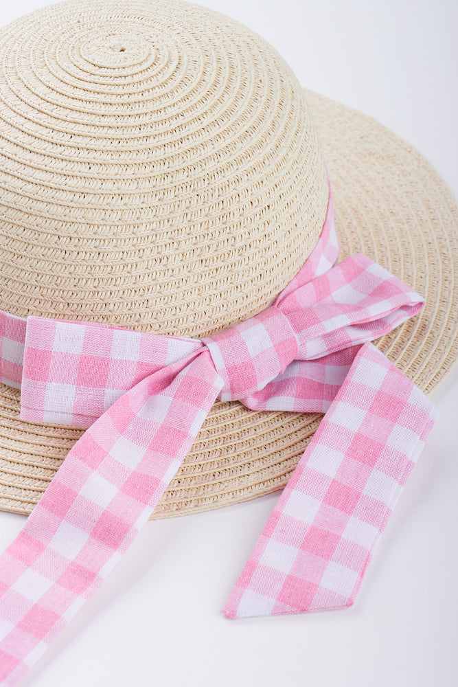 Natural Straw Hat With Gingham (1)