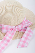 Natural Straw Hat With Gingham (1)