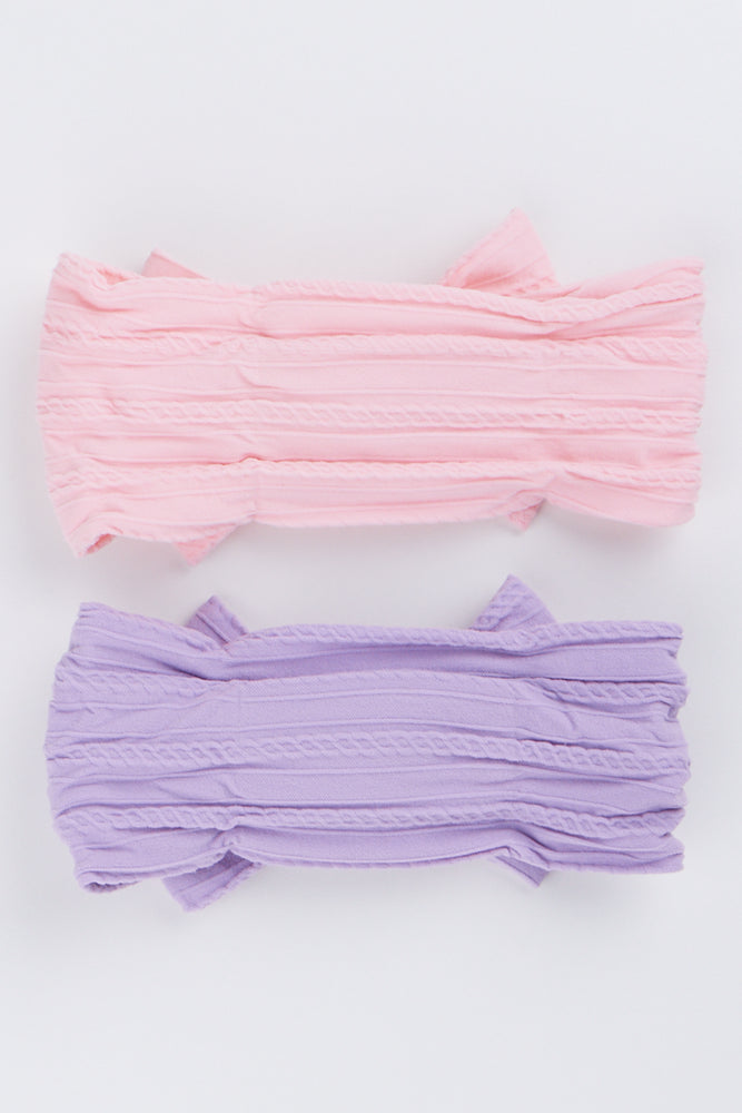 Lilac & Pink Bow Headbands (2)