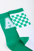 Green Collegiate Letter Checkered Socks (1)