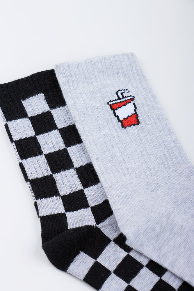 2 Pack Checkered Grey Socks (1)
