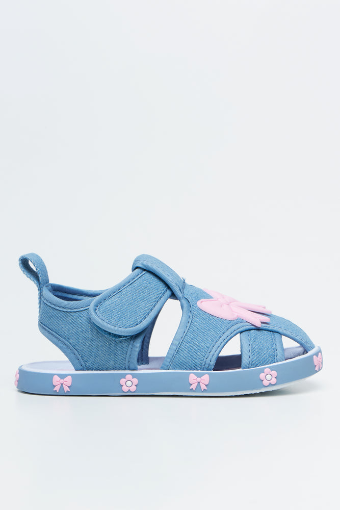 Denim Closed Toe Bow Sandals (1)