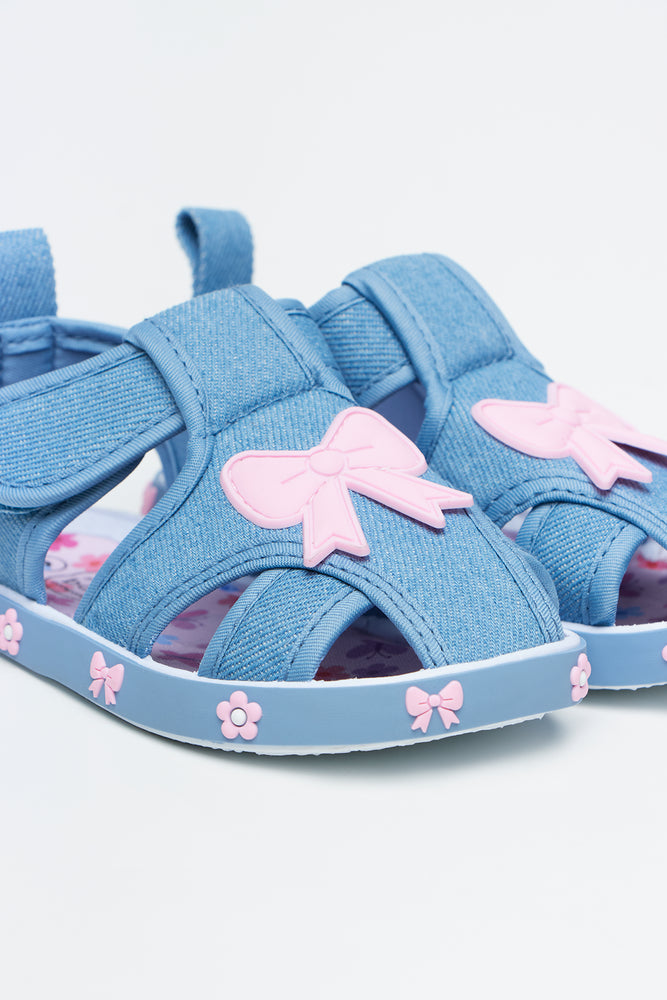 Denim Closed Toe Bow Sandals (2)