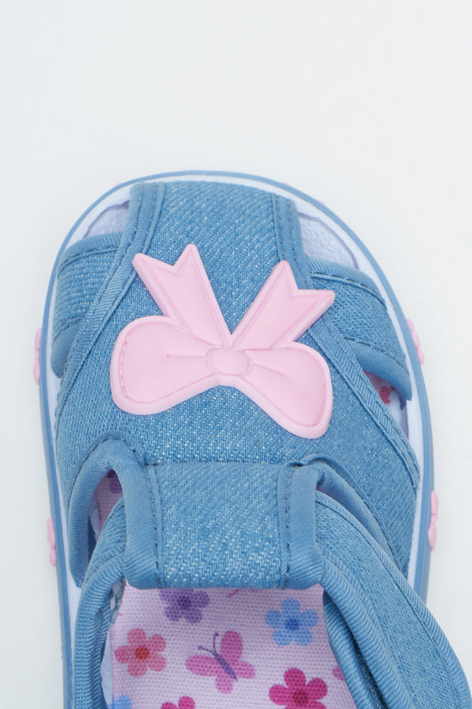 Denim Closed Toe Bow Sandals (4)