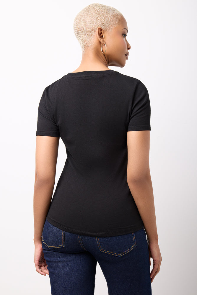Black Fitted Short Sleeve Crewneck T-Shirt (2)
