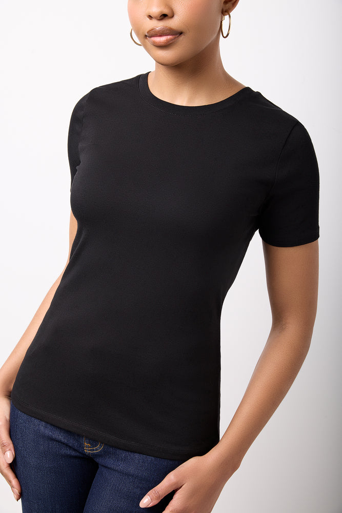 Black Fitted Short Sleeve Crewneck T-Shirt (3)