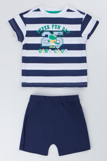 Dino Club Striped Set Navy