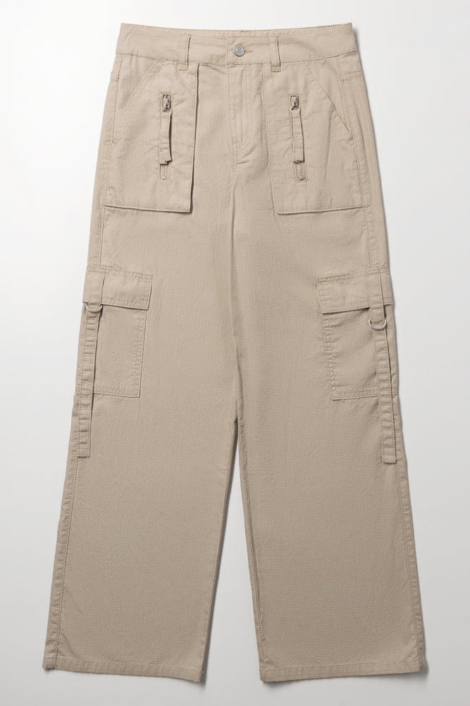 Beige Ripstop Cargo Pants