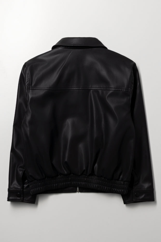 Black Studded Faux Leather Jacket (2)