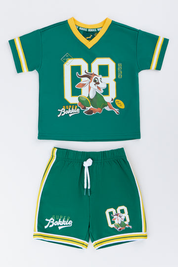 Green Bokkie Graphic Shorts Set