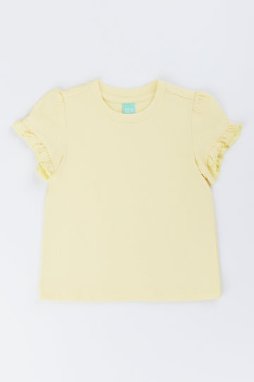 Yellow Frilled Sleeve Baby T-Shirt