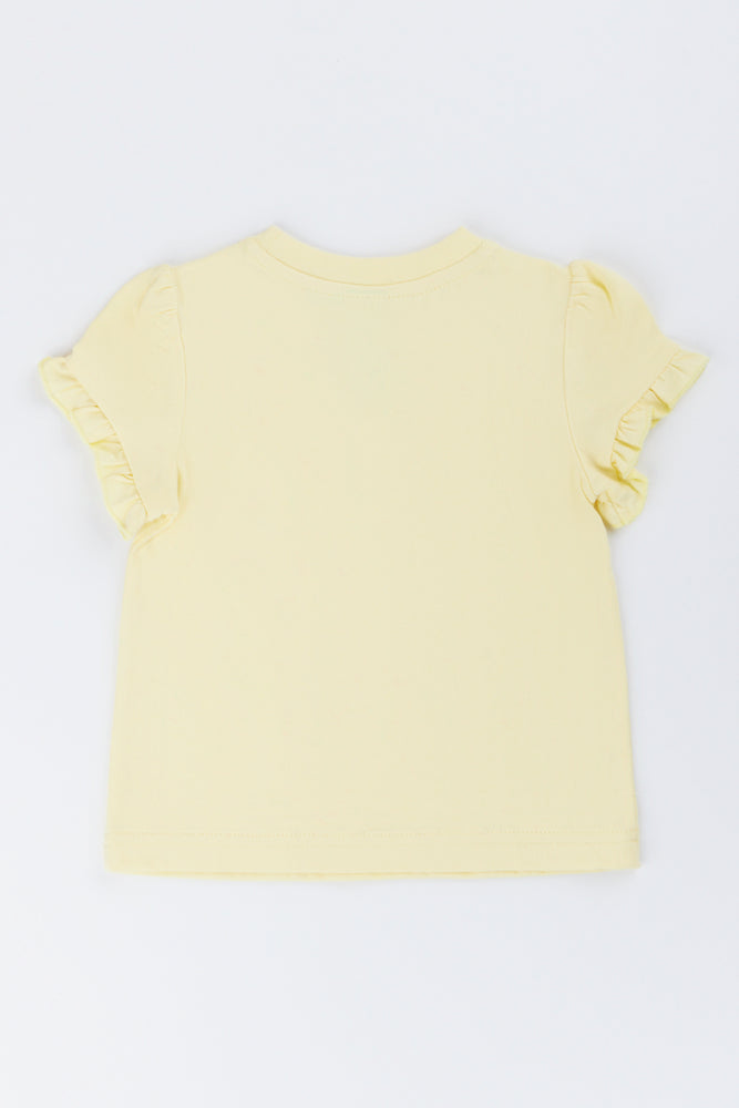 Yellow Frilled Sleeve Baby T-Shirt (2)