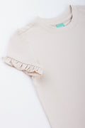 Neutral Frill Sleeve Basic T-Shirt (1)