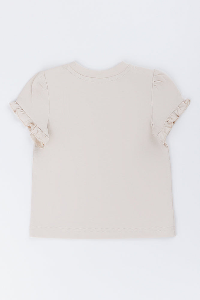 Neutral Frill Sleeve Basic T-Shirt (2)
