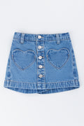 Heart Pocket Denim Skort