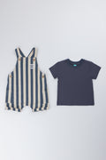 Striped Knit Dungaree Set Charcoal (2)