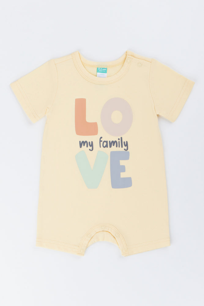 Yellow Love My Family Romper