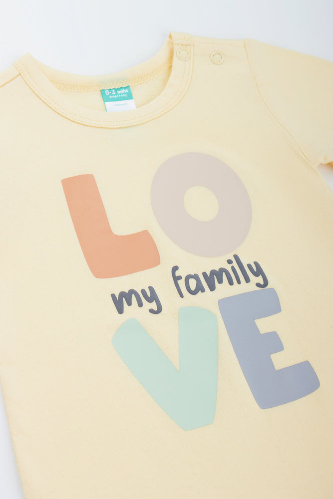 Yellow Love My Family Romper (1)