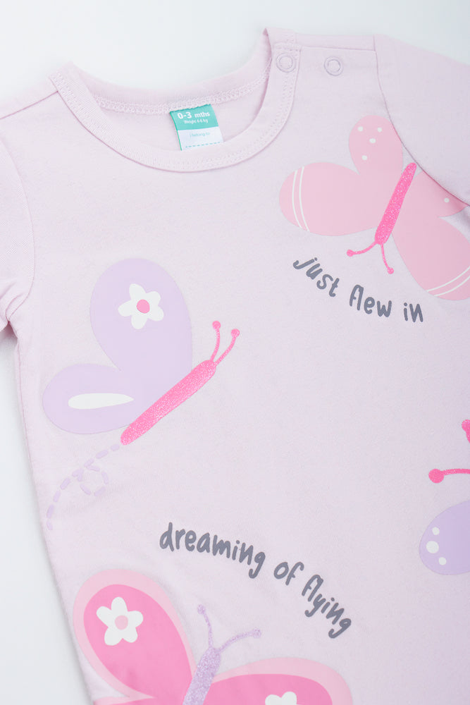 Purple Butterfly Print Baby Romper (1)
