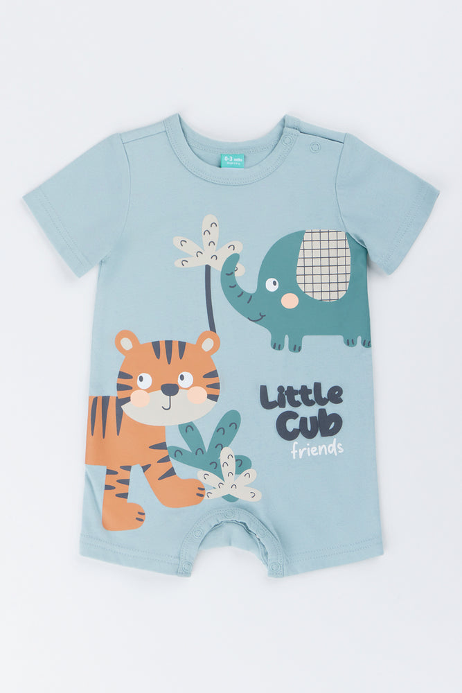 Blue Little Cub Friends Romper