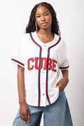 White Cube Graphic Baseball Shirt
