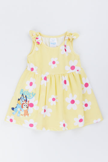 Yellow Bluey Floral Baby Dress