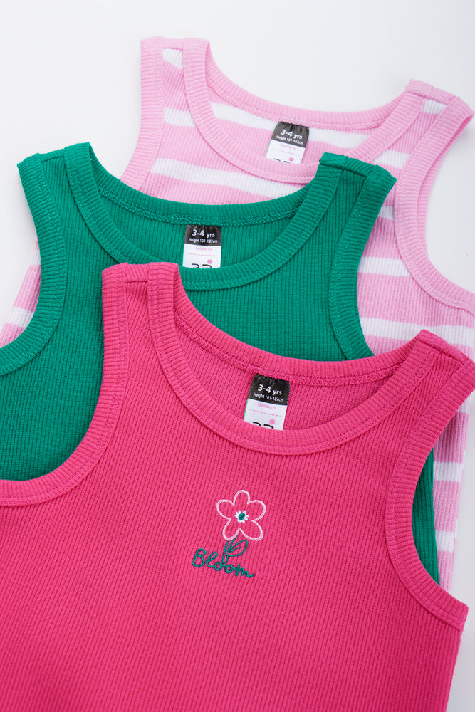 3 Pack Ribbed Cotton Vests (1)