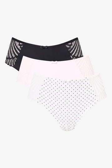 3 Pack Microfibre Lace Boyleg Briefs