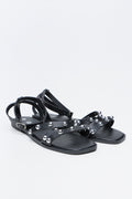 Black Studded Strappy Sandals