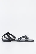 Black Studded Strappy Sandals (1)