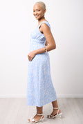 Blue Floral Crinkle Midi Dress (1)