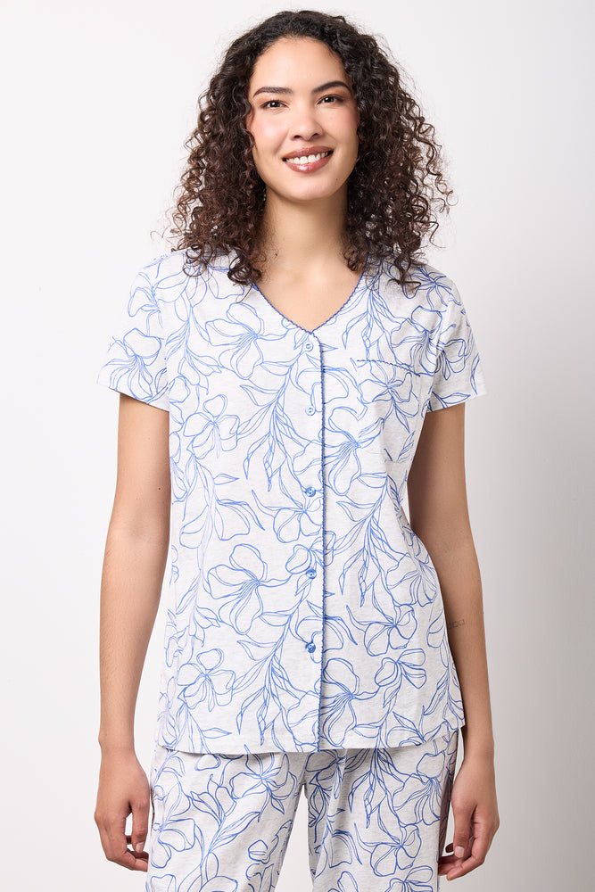 Floral Button Through Capri Set