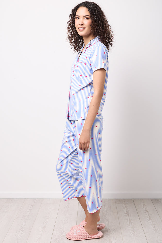 Striped Heart Print Pyjama Set (1)