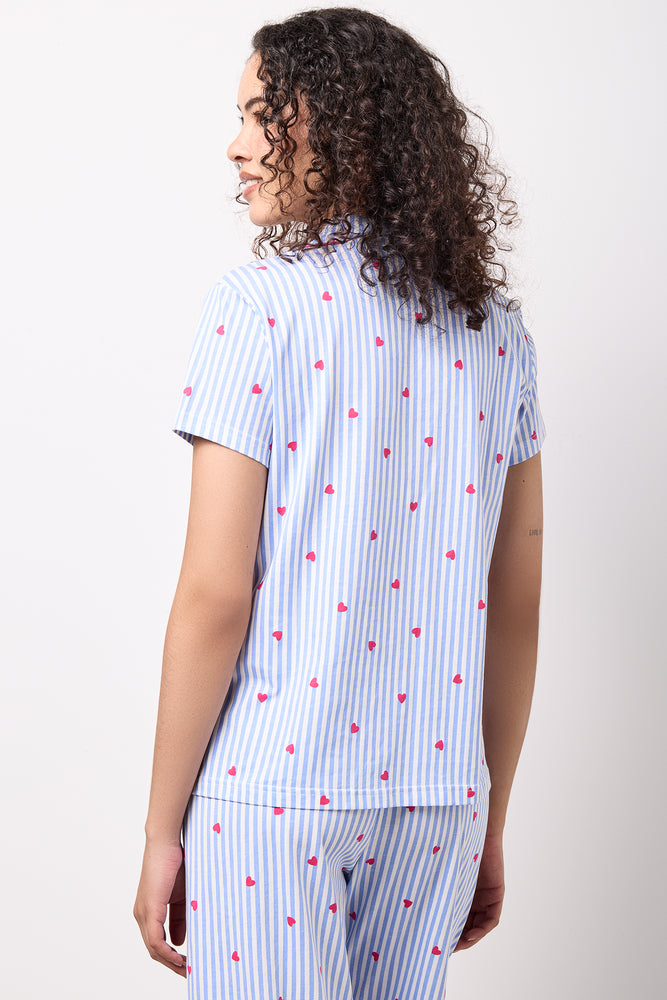 Striped Heart Print Pyjama Set (2)