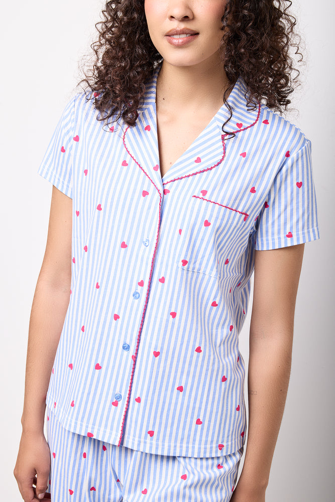 Striped Heart Print Pyjama Set (3)