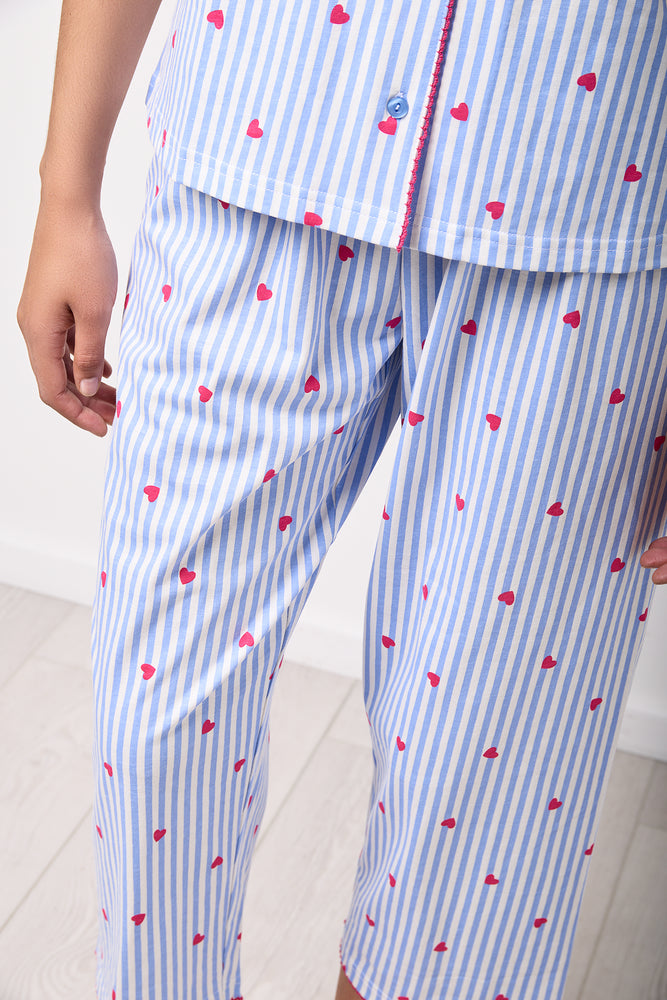 Striped Heart Print Pyjama Set (7)