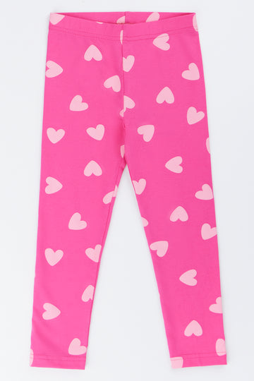 Pink Heart Print Leggings