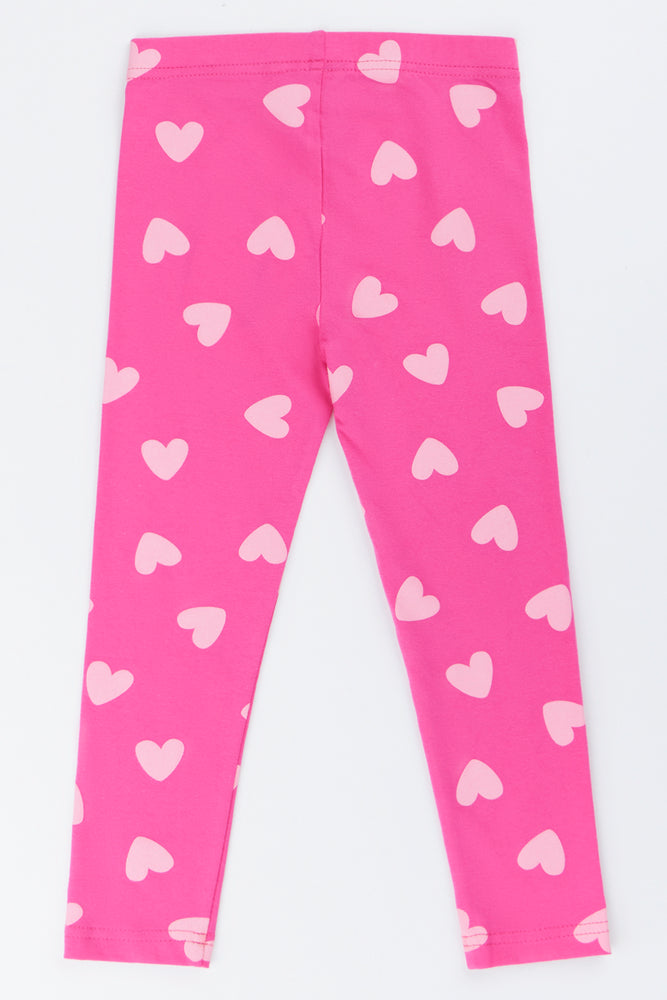 Pink Heart Print Leggings (2)