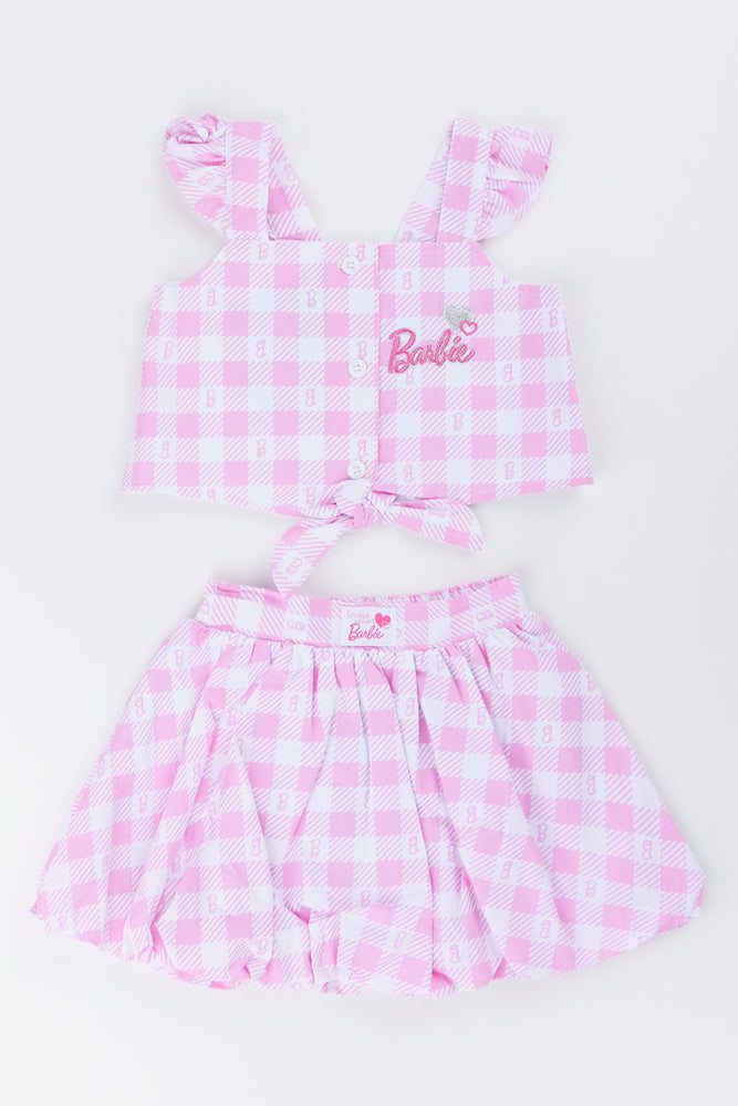 Pink Gingham Barbie Two Piece Set