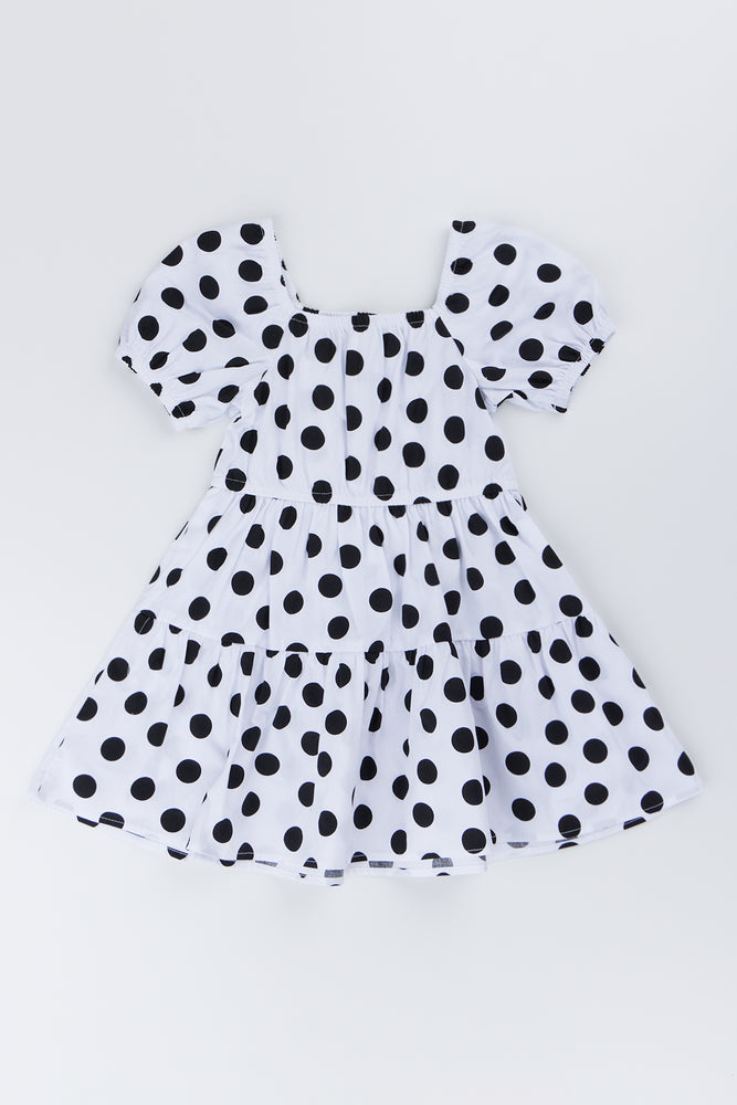White Polka Dot Puff Dress (2)