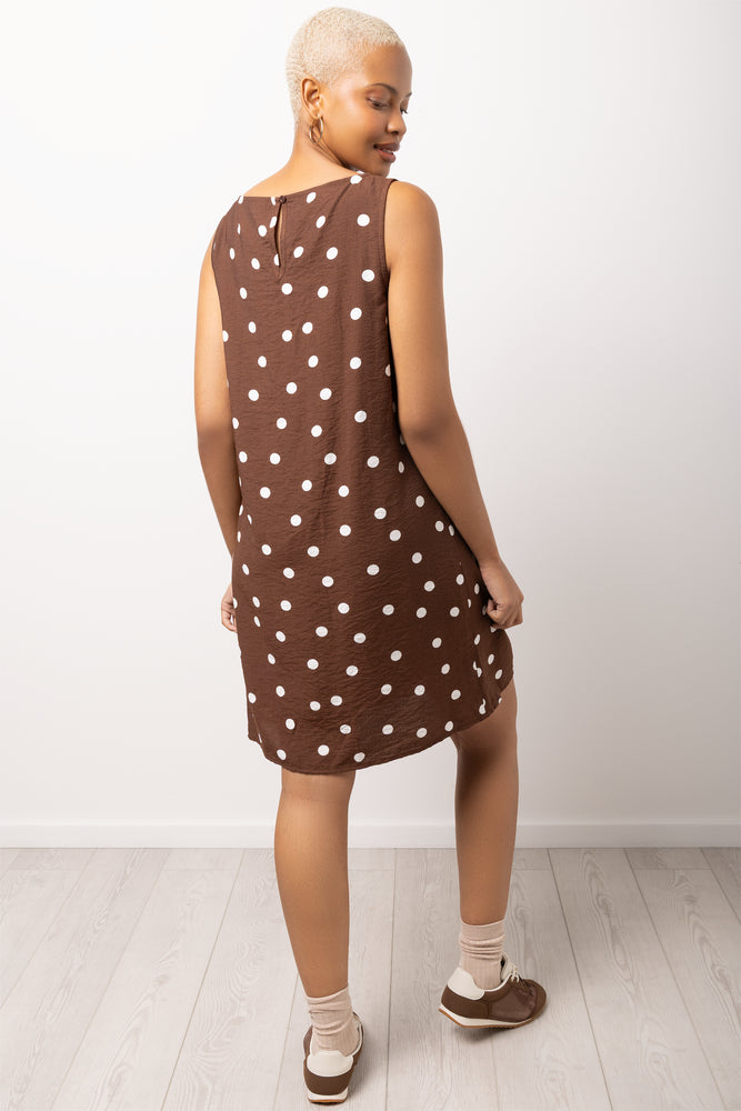 Chocolate Spotted A-line Dress (2)