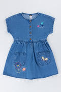 Embroidered Denim Button Up Dress