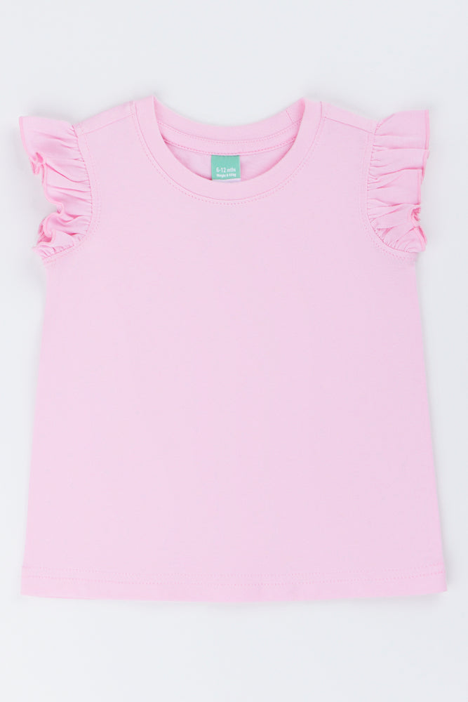Pink Frill Sleeveless Vest